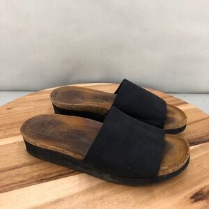 Naot Black Fabric Cork Comfort Slide Footbed Sandals Size 37 / 6 Lightweight
